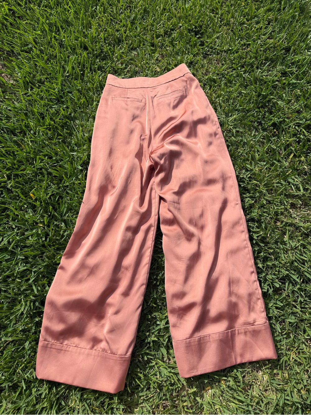 Le AL.X NWT Wide-Leg Satin Pants in Dusty Rose SZ 0 - Picture 2 of 3